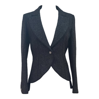 Chanel Black Tweed Asymmetric Hem Tailored Blazer