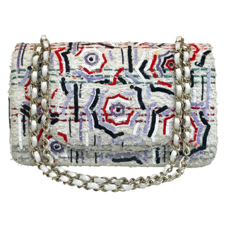 Chanel Multicolor Embroidered Tweed Classic Medium Double Flap Bag