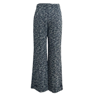 Chanel Navy Blue & White Tweed Wide-Leg Trousers