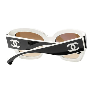Chanel Black & White Cat-Eye Sunglasses With CC Logo
