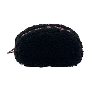 Chanel Black & Pink Shearling Sheepskin Coco Neige Flap Backpack With Silver Hardware