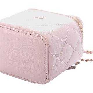 Chanel Light Pink Caviar Quilted Mini Vanity Case With Chain