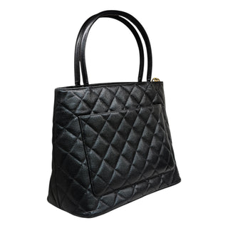 Chanel Black Caviar Quilted Medallion Tote Bag With Gold Hardware