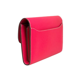 Hermes Rose Extreme Epsom Constance Wallet With Palladium Hardware