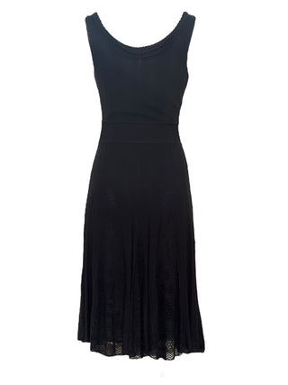 Chanel Black Sleeveless Ruffle Knit Midi Dress