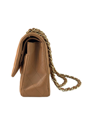 Chanel Brown Lambskin Quilted Medium Double Flap Bag With GHW