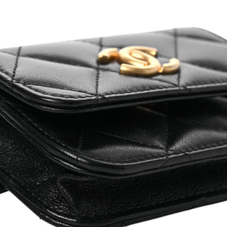 Chanel Black Quilted Goatskin Punk Essentials Mini Flap Belt Bag With Chain Detail