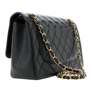 Chanel Black Caviar Jumbo Double Flap With Gold Hardware