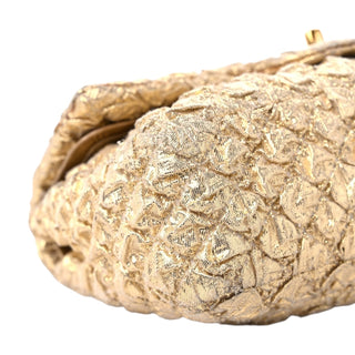 Chanel Gold Metallic Lame Small Double Flap Bag With Gold Hardware