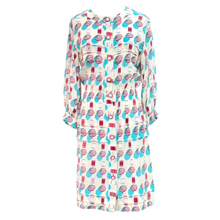 Chanel Beach Series Multicolour Print Long Sleeves Silk Shirt Dress