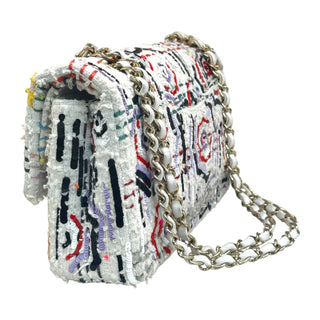 Chanel Multicolor Embroidered Tweed Classic Medium Double Flap Bag