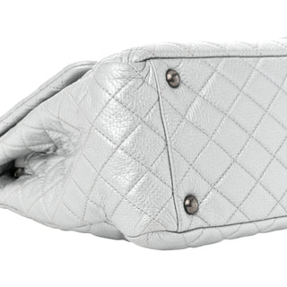 Chanel Silver Metallic Calfskin Quilted XXL Travel Flap Bag
