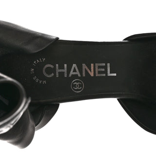 Chanel Black Lambskin CC Cut Out Ankle Boots With Block Heel