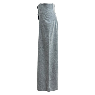 Chanel Grey High-Waist Wool Wide-Leg Trousers