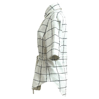 Chanel White & Black Checkered Tweed Belted Top