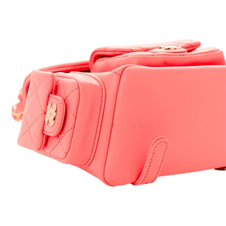Chanel Pink Shiny Caviar Quilted Small Pockets Drawstring Backpack