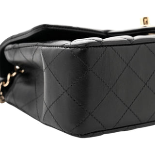 Chanel Black Lambskin Quilted Mini Rectangular Flap Bag With Gold Hardware
