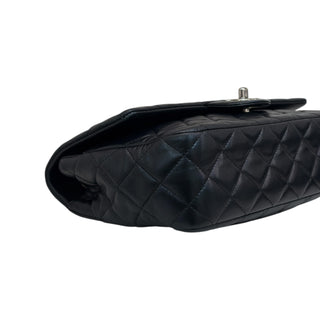 Chanel Black Quilted Lambskin Valentine Crystal Charms Medium Flap Bag With Silver Hardware