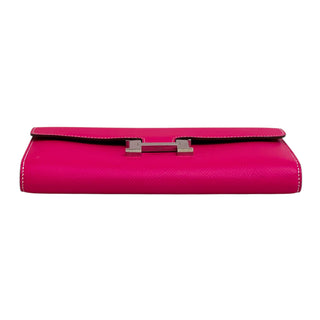 Hermes Rose Extreme Epsom Constance Wallet With Palladium Hardware