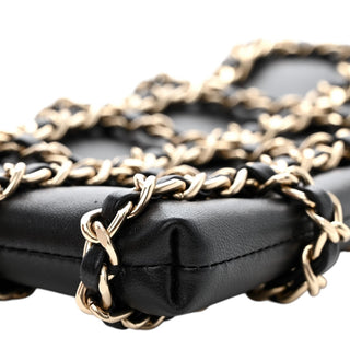 Chanel Black Lambskin Tech Me Out With Crossbody Chain Clutch