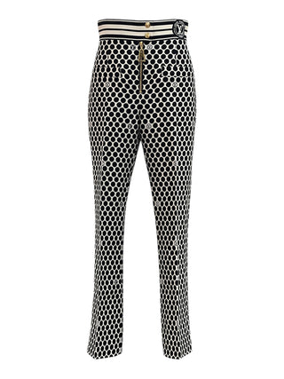 Louis Vuitton High-Waisted Monogram Dot Trousers With Striped Waistband