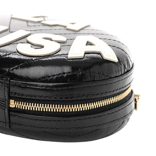 Chanel Black Lambskin Embroidered Chevron Quilted La Pausa Tassel Clutch