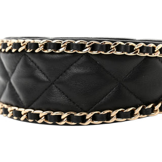 Chanel Lambskin Black Quilted Mini Chain Around Hobo Bag