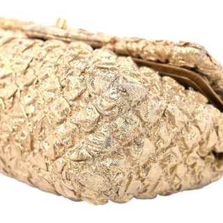 Chanel Gold Metallic Lame Small Double Flap Bag With Gold Hardware