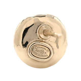 Chanel White Gold Pearl Crystal Logo Earrings