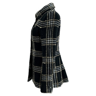 Chanel Black & Gold Check Tweed Jacket With Matching Scarf