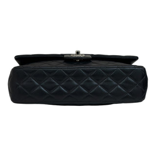 Chanel Black Quilted Lambskin Valentine Crystal Charms Medium Flap Bag With Silver Hardware