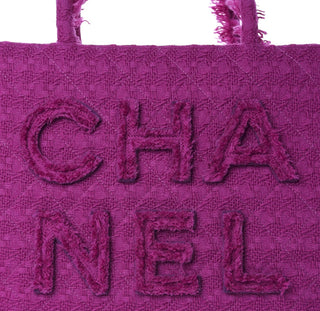 Chanel Magenta Tweed Large Zipped Shopping Tote Bag