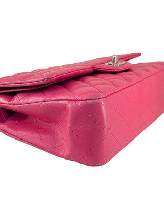 Chanel Hot Pink Lambskin Quilted Medium Double Flap Bag With PHW