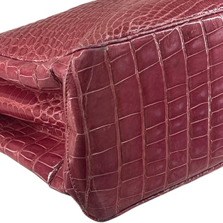 Chanel Vintage Pink Crocodile Medium Kelly Shoulder Bag With Gold Hardware