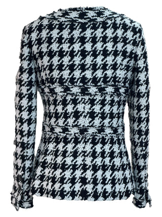 Chanel Black & White Muse Houndstooth Pleated Jacket