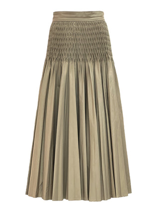 Christian Dior Beige Ruched Smocked Waist Pleated Skirt