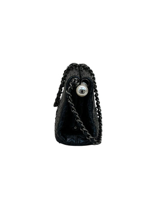 Chanel Black Python Soirée CC Pearl Clutch