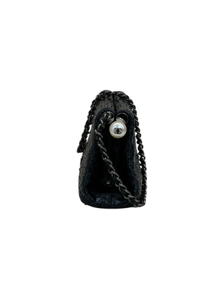 Chanel Black Python Soirée CC Pearl Clutch