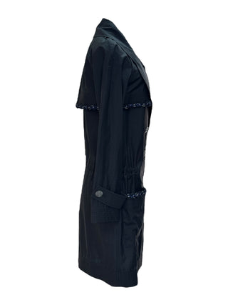 Chanel Black Cotton-Blend Double-Breasted Chain Trim Trench Coat