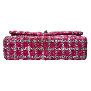 Chanel Hot Pink Tweed Quilted Medium Double Flap Bag