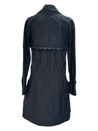 Chanel Black Cotton-Blend Double-Breasted Chain Trim Trench Coat