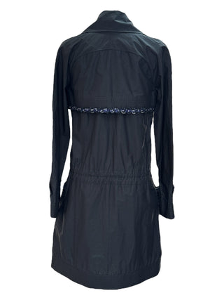 Chanel Black Cotton-Blend Double-Breasted Chain Trim Trench Coat