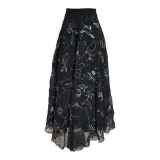 Christian Dior Black Embroidered Tulle Maxi Skirt