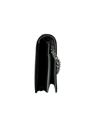Chanel Black Lambskin Silver CC Wallet On Chain Bag