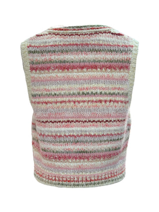 Chanel Pink Multicolor Knit Sleeveless Vest With Crystal CC Bow Clasp