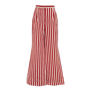 Chanel Red & White Striped Wide Leg Pants