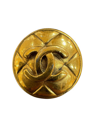 Chanel Vintage Quilted Gold-Tone Round Earrings With CC Logo