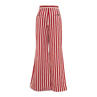 Chanel Red & White Striped Wide Leg Pants