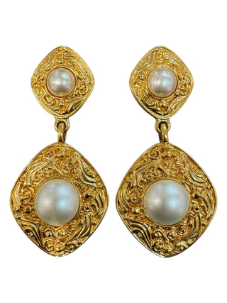 Chanel Vintage Baroque Pearl Drop Clip-On Earrings
