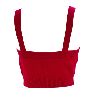 Chanel Fuchsia Cashmere Knit Crop Top with Gold Iconic Motif Buttons